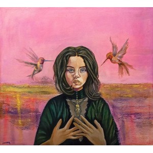 Saadia Shahid, My Voice, 24 x 24 Inches, Oil on Canvas, Figurative Painting, AC-SADSD-003